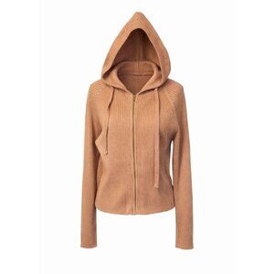 NWT Jackson Rowe Camel Hoody Full Zip Knit Sweater - XS